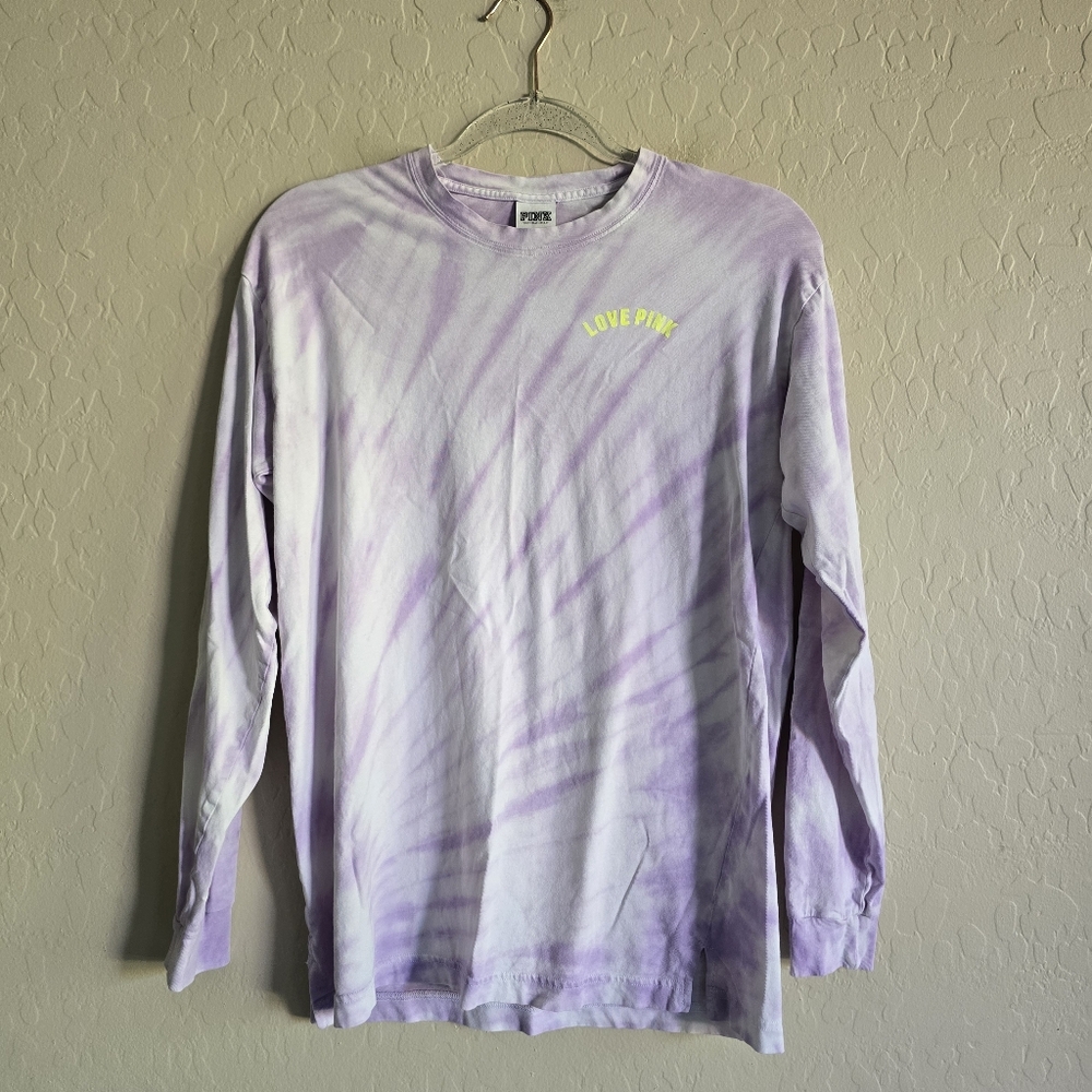 Victoria's Secret PINK Long Sleeve Shirt Size XS Light purple tie dye